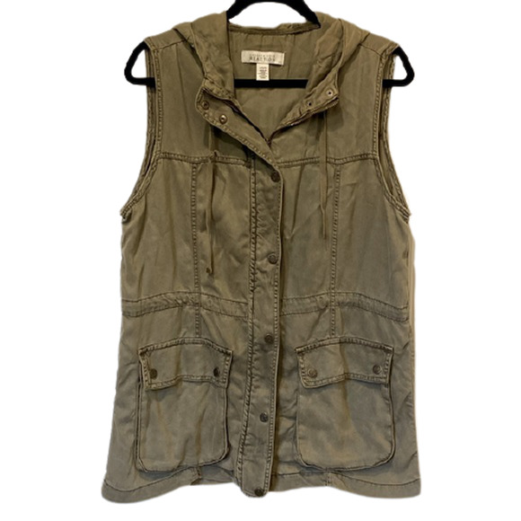 Kenneth Cole Military Green Hooded Sleeveless Vest Size Small - Picture 1 of 7